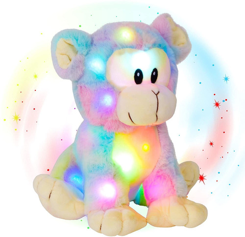 Glow Guards 10  Led Rainbow Monkey Soft Plush Toy Light Up