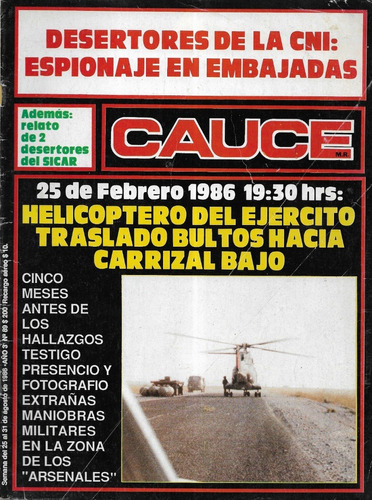 Revista Cauce N° 89 / 31 Agosto 1986 / Helicóptero Carrizal 
