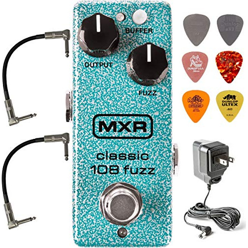 Mxr M296 Classic 108 Fuzz Mini Pedal De Efectos Con 2 Cables