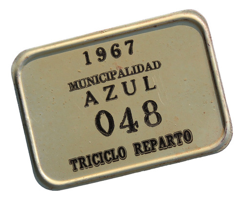 ¬¬ Placa Patente Argentina Triciclo Reparto Año 1967 Zp