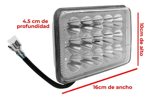 Faro Led Rectangular 15 Leds Red 12v Alta Baja Cuarto Azul