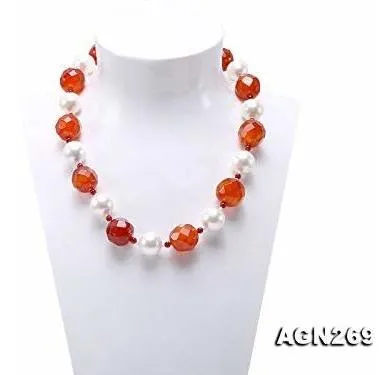 Collar De Ágata Roja Y Concha Marina Jyxjewelry