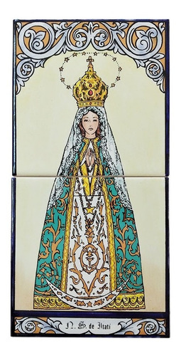 Mayólica  Virgen De Itatí - 2 Azulejos - (15 X 30)