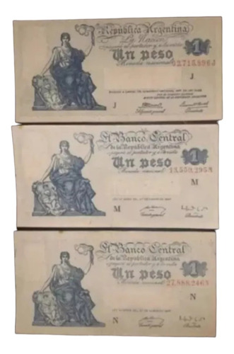 Serie Progreso 3 Billetes De 1 Peso