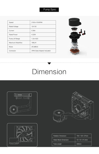 Imagen 5 de 10 de Watercooling Cpu Cooler Id-cooling Frostflow 120x Intel Amd