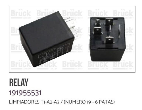 Relay Limpiadores Vw T1 A2 A3 #19 6patas B191955531 Bruck