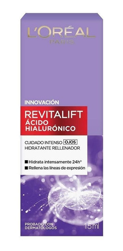 Contorno Ojos Loreal Paris Revitalift Ácido Hialurónico 15ml Momento de aplicación Día/Noche Tipo de piel Todos