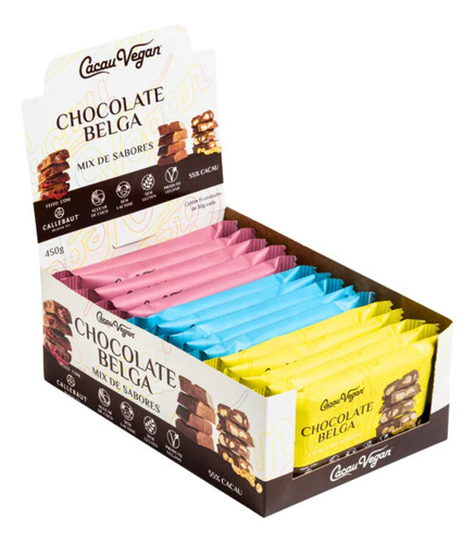 Chocolate Belga 55% Zero Lactose Cacau Vegan 15x30g Misto
