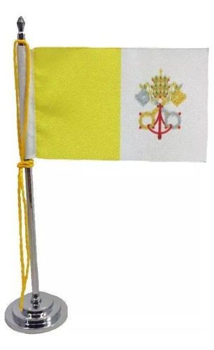 Mini Bandeira De Mesa Do Vaticano 15 Cm Poliéster