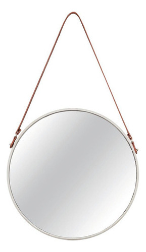 Espelho Redondo Decor Estilo Escandinavo Metal Mart 40cm Cor da moldura Off white