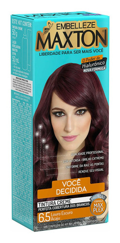 Kit Tinte Maxton  Tintura creme tom 6.5 louro escuro acajú para cabelo