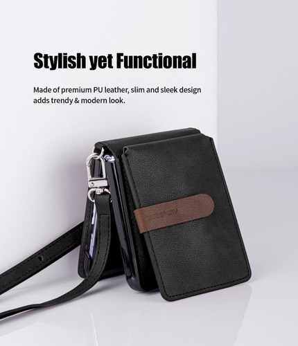 Imagen 2 de 9 de Funda Cartera Tarjetero Desmontable Correa Galaxy Z Flip3
