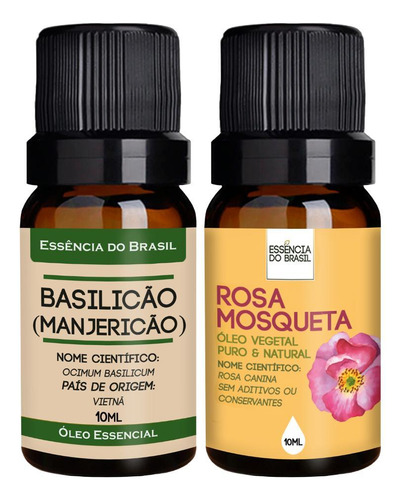 Kit Óleo Essencial Basilicão + Óleo Vegetal R. Mosqueta 10ml