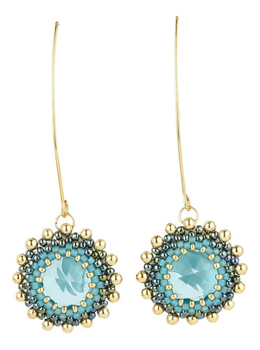 Aretes Colgantes De Cristal Azul Decorados   De   Miyuk...