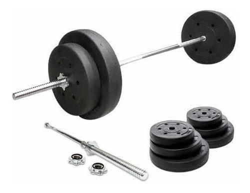 Barra Recta + Set Mancuernas 30 Kg