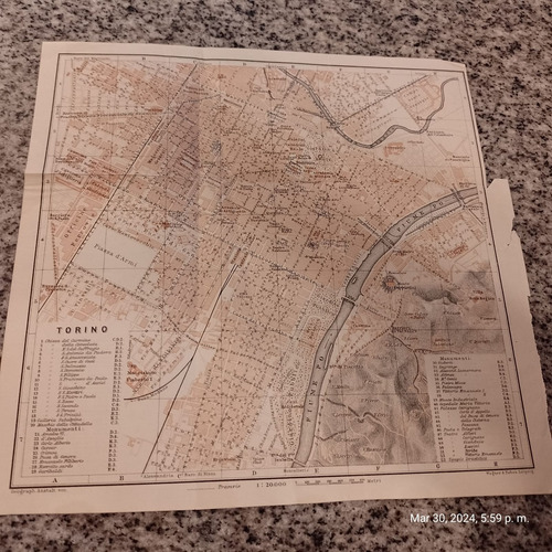 Mapa Plano Torino Italia 1901