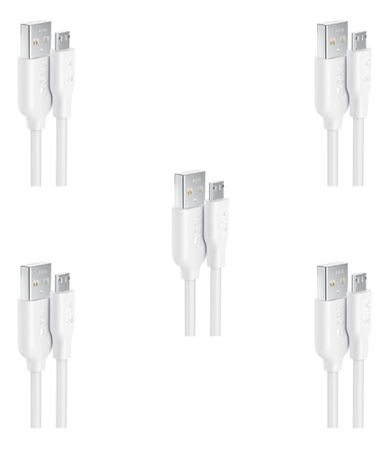 Kit De 5 Piezas Cable Micro Usb V8 Carga 2.1a Datos 1mt /e