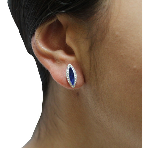 Imagen 4 de 7 de Aretes Broquel De Plata .925 Y Cristal Mujer Agálea Joyería