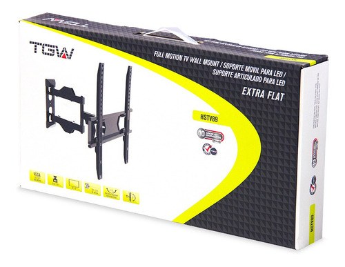 Imagen 4 de 4 de Soporte Tagwood HSTV89 de pared para TV/Monitor de 26" a 60" negro