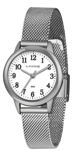 Relógio Feminino Lince Original Lrm4653l Prata 30mm Aço 5atm