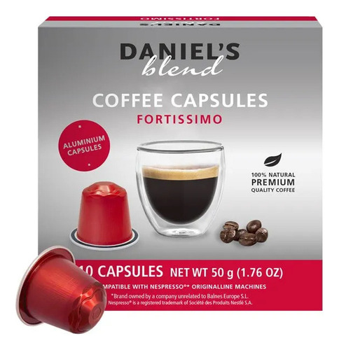 Caja 10 Capsulas sabor Intenso Para Nespresso Daniel's Blend