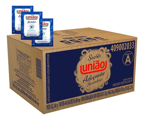 Adoçante Sucralose União Sachê 600mg C/ 400 Unidades