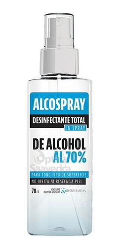 Imagen 1 de 4 de Alcospray 70ml Desinfectante Total En Spray De Alcohol 70%