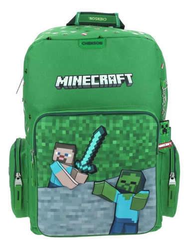 Mochila Grande Verde Chenson Minecraft Primaria Faigt Para N