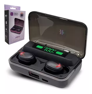Fone De Ouvido Sem Fio Vohz Chroma E10 - Bluetooth 5.3 - Case Com Led E Painel Digital + Bag De Veludo