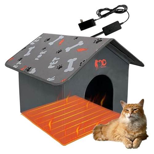 Geerduo Heated Cat House, Indoor Dog House With 3 Adjustable