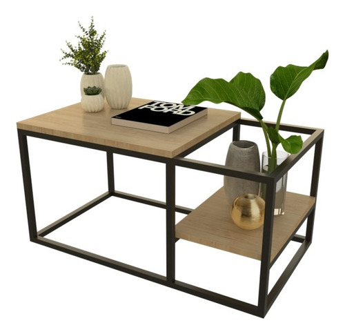 Mesa De Centro Estilo Minimalista Con Entrepaño A Desnivel