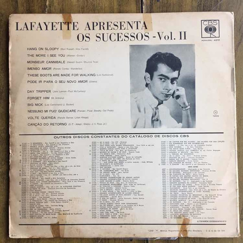 Lp Lafayette Apresenta Os Sucessos Vol 2 1966 (Usado)