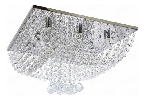 Lustre Plafon De Cristal Legítimo - Base De Inox Espelhada Cor Prateado 110V/220V