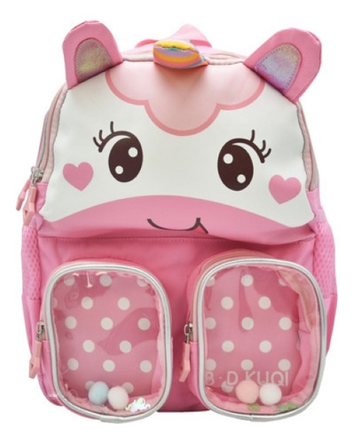 Mochila Unicornio Con Bolitas Mini Backpack Lisa Estampada Rosa Ll23kbm015 Lluvia