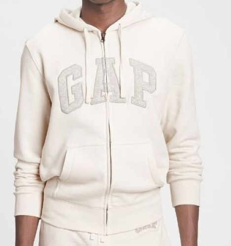 Gap Poleron Logo Zip Hombre Color Unbleached White