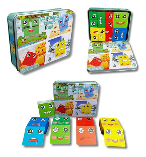 Juego De Puzzle Cubos Didáctico Expresiones Y Emociones