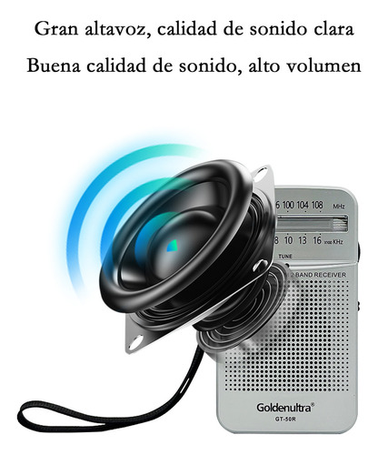Radio Portátil Con Altavoz Y Conector Para Auriculares Am Fm Plateado
