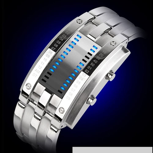 - Reloj Electrónico Binario Con Luz Led Azul For Hombre