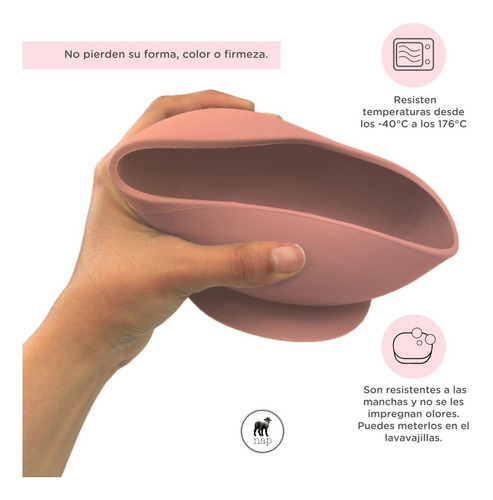Nap - Bowl(tazon) De Silicón Adherible Con Succión Para Bebé Color Palo rosa