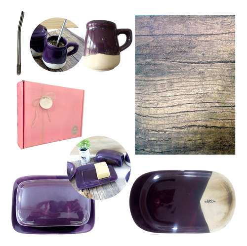 Set Desayuno Taza Box Artesanal Regalo Kit Cerámica Kvjv136