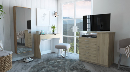Mueble De Tocador + Zapatero C.espejo + Comoda 4c/1p