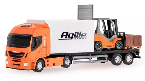 Brinquedo Carreta Iveco Hi-way Com Empilhadeira Agille