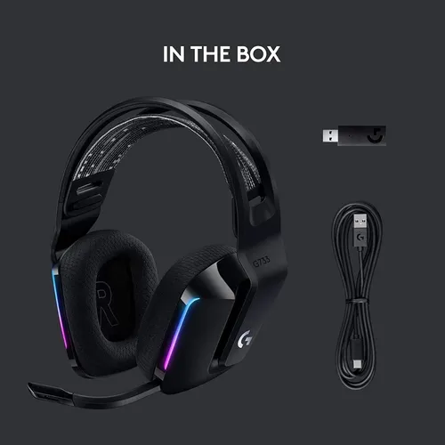 Auriculares gamer inalámbricos Logitech G Series G733 negro con luz rgb LED