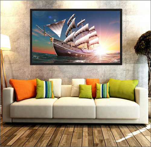 Quadro Decorativo Paisagem Barco Praia Mar Decorar Salas 2