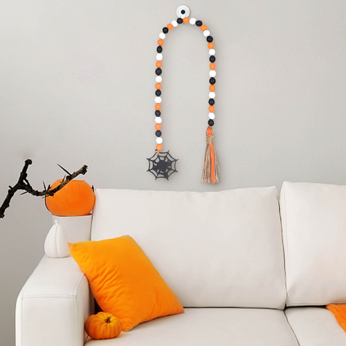 Cadena De Cuentas De Halloween En Forma De U, Color Madera,