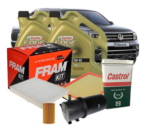 Kit Filtros Y Aceite Castrol Edge 5w40 Vw Amarok + Regalo