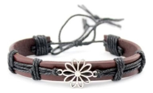 Pulsera Unisex - Pulsera Cuero Genuino Margarita Black