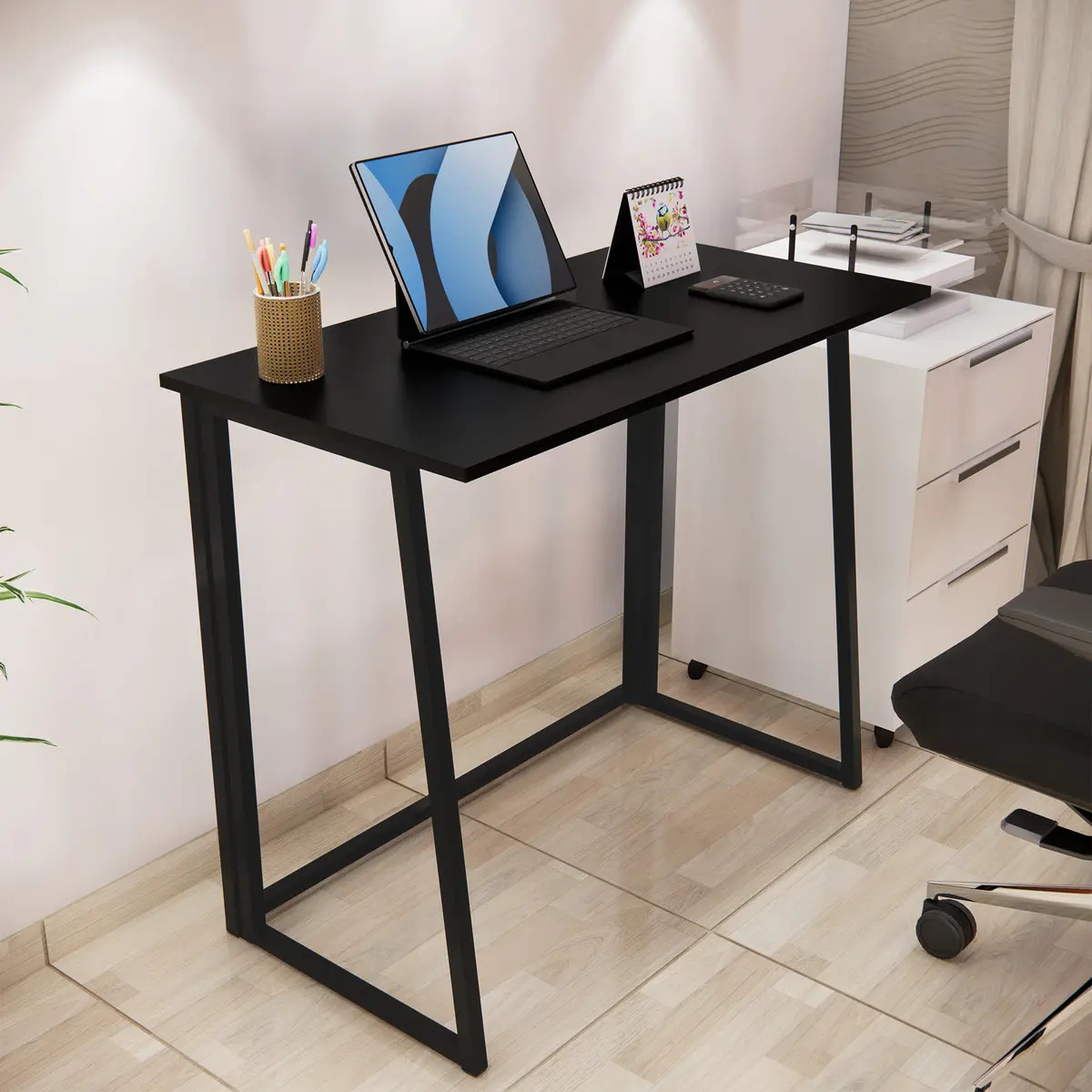 Escrivaninha Mesa De Escritório Para Computador Mesa De Estudo Aparador Multifuncional 81x42 Preto Home Office Para Casa