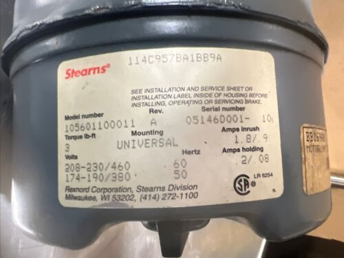 General Electric 5k49un4208 Break Motor 1 Hp 230/460v 17 Bbf