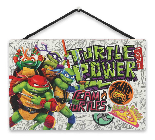 Teenage Mutant Ninja Turtl Turtle Power Decoracion Pared O